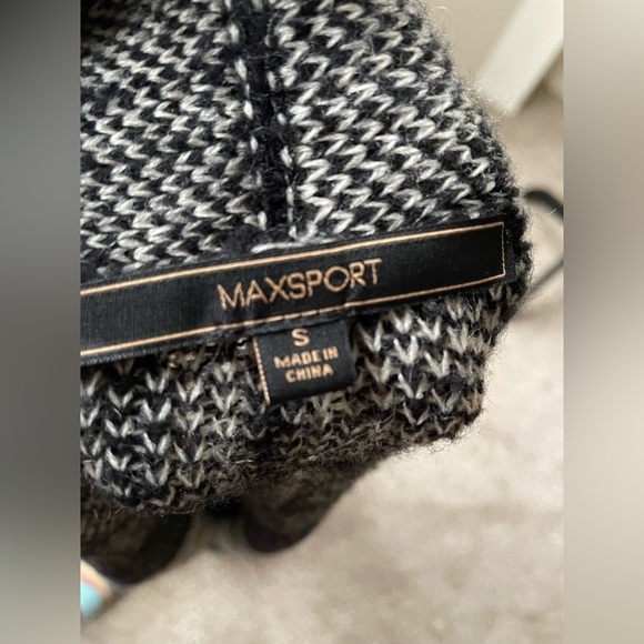 Max Sport Aztec Print Open front Cardigan Pockets Sz Small Classy Long Cardigan - Picture 7 of 8